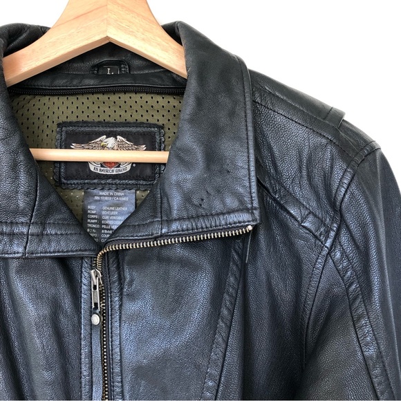 Women’s Harley Davison Gunuine Leather Motorcycle Jacket Size Large Embroidered - Picture 7 of 10